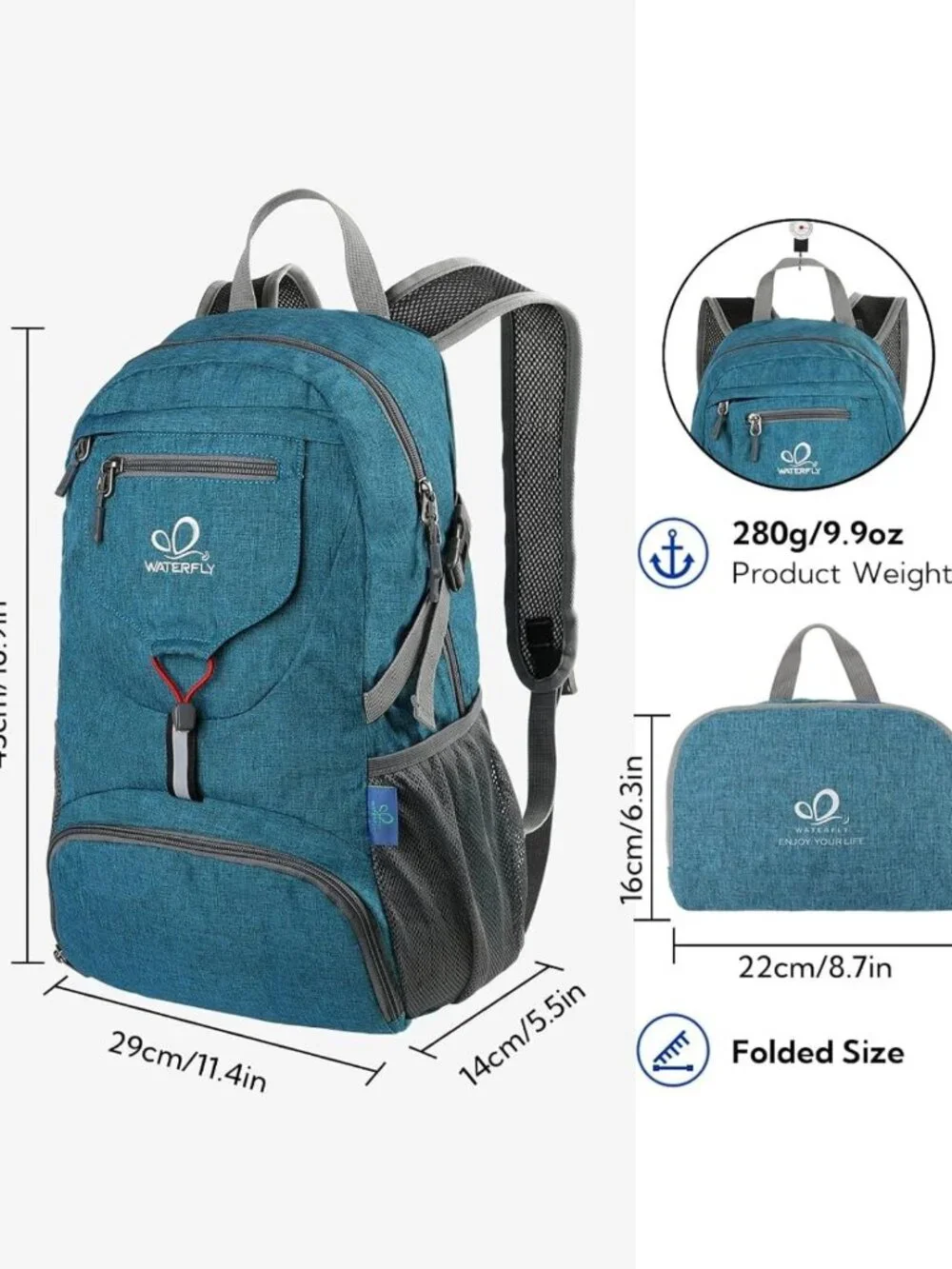 Lightweight Packable 20L Hiking Daypack for Men & Women - Small Travel Backpack